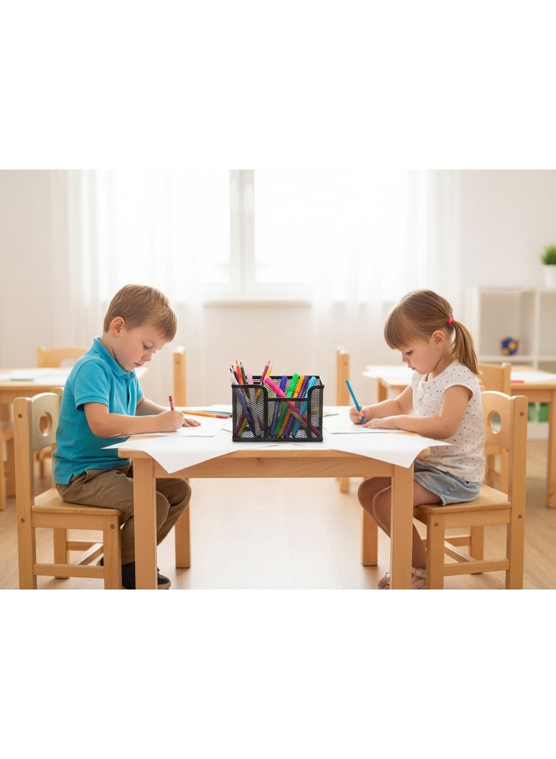 Black Mesh Desk Organizer 3 Slot Metal Mesh Storage Organizer for Paper, Pens, Colors – Space-Saving Practical Stationery Organizer for Office, Home, School - Image 4